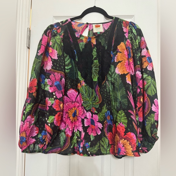 FARM Rio Boxy Pink and Orange Blouse with Flutter Sleeves - Picture 1 of 4